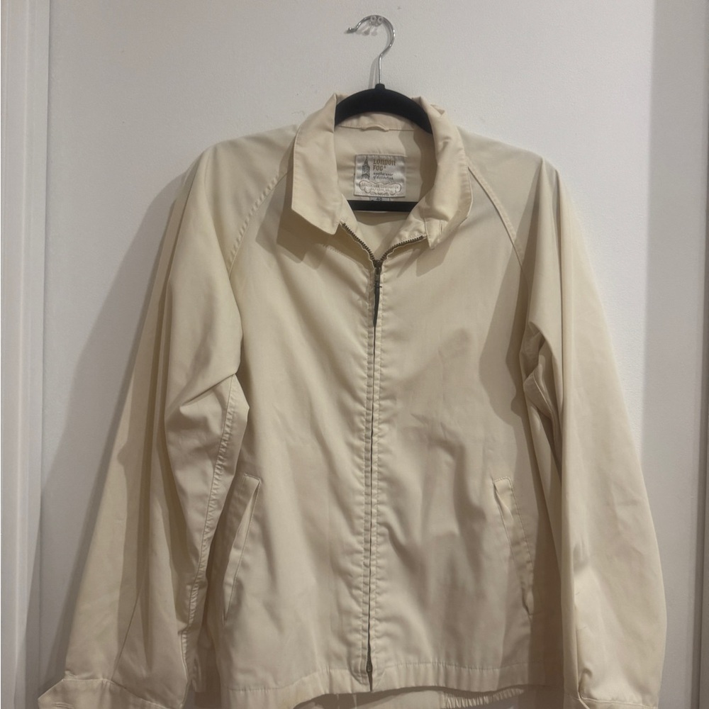 Vintage London Fog Cream Harrington Jacket Mens Sz 40 long